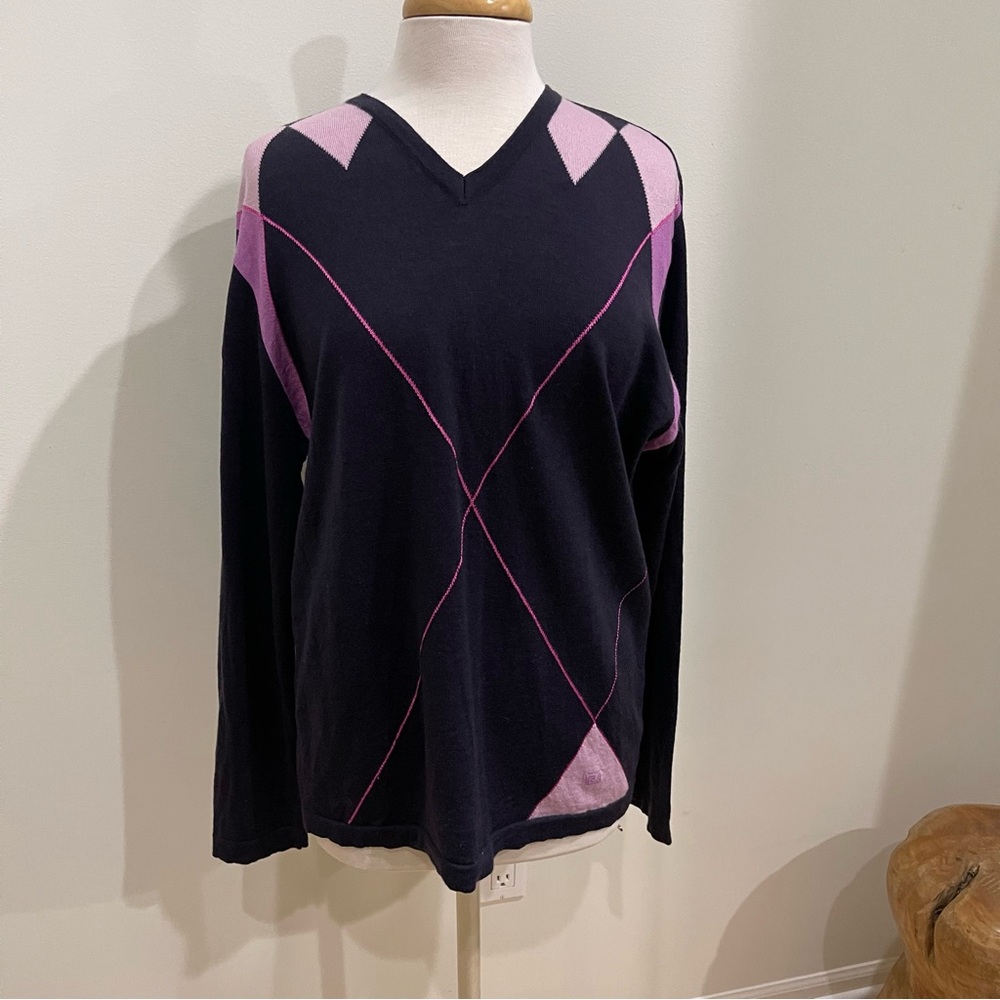 RARE Versace V2 Classic Vintage Argyle Mens Merino Wool Pullover Sweater MENS XL